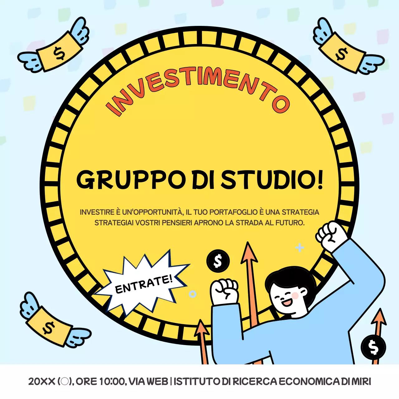 Descrizione del portafoglio di investimento evidenziata in azzurro e giallo
