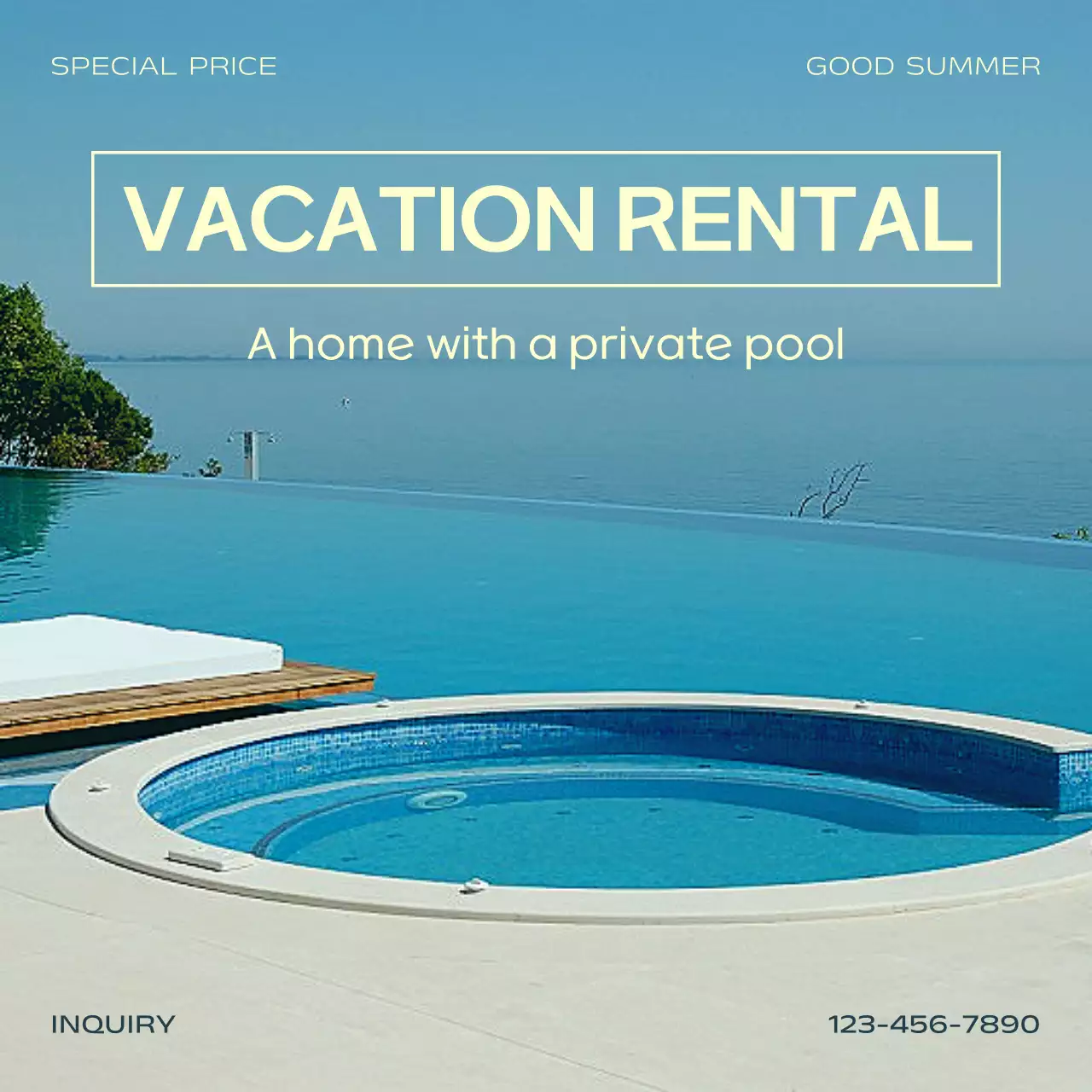 Blue Modern Vacation Promotion Social Media Post