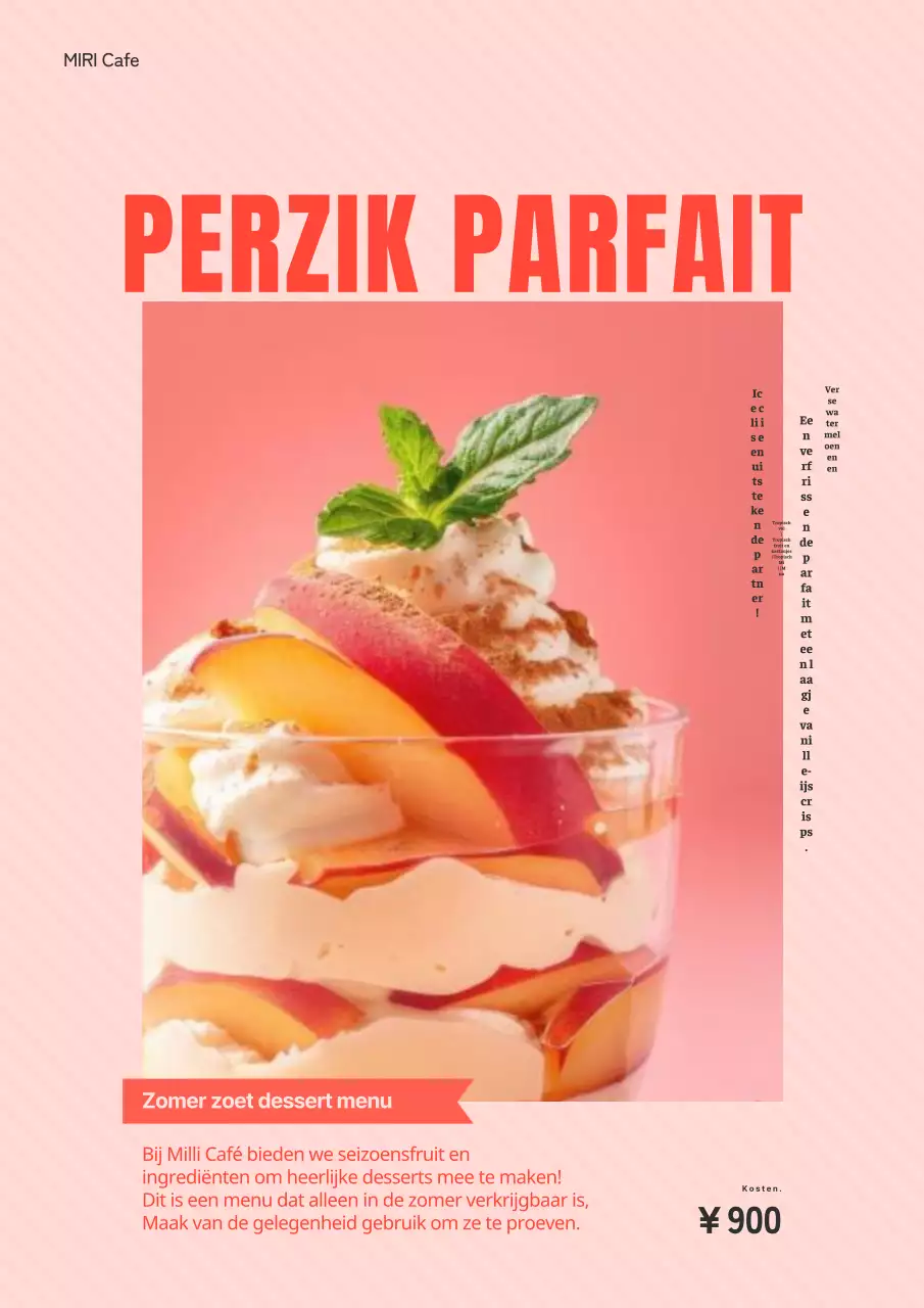 Rode en roze kitscherige zomerdesserts Nieuwe menupubliciteit.
