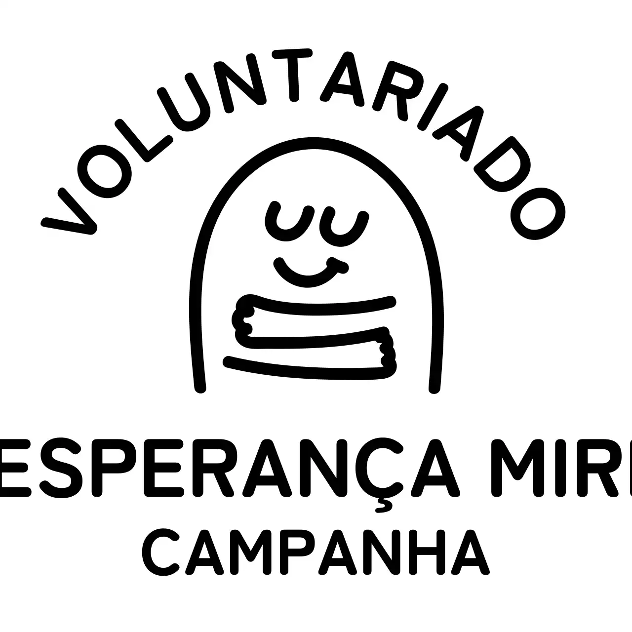 Campanha de ilustração de abraços com texto arredondado