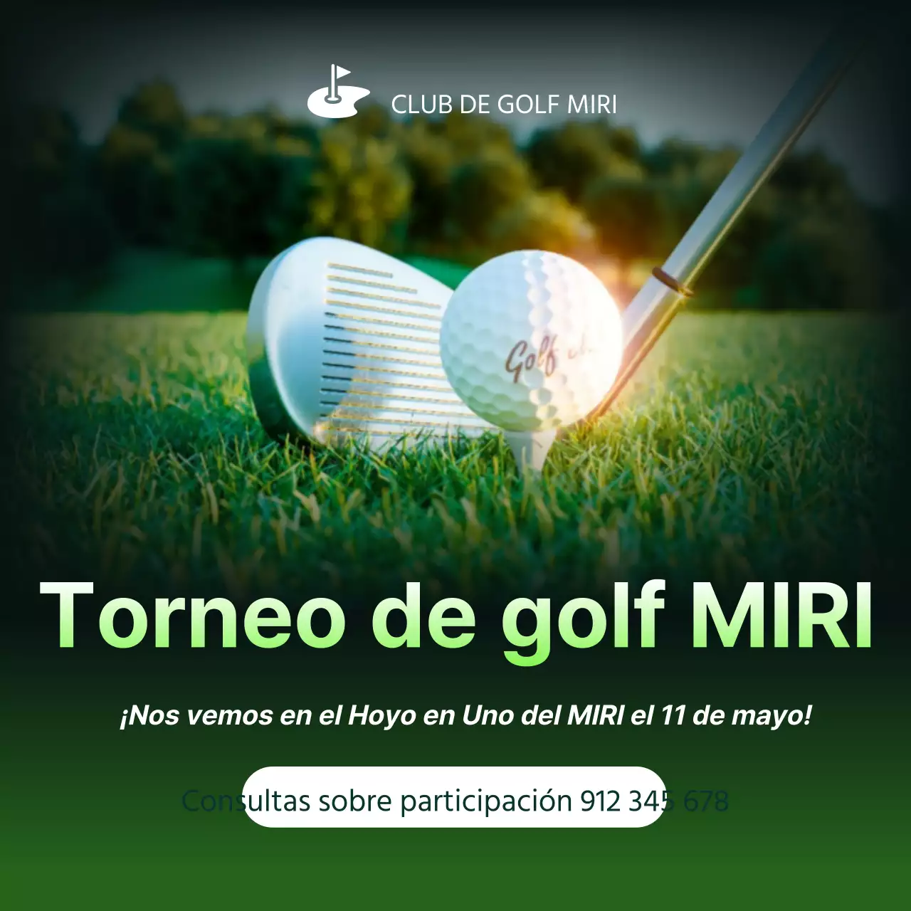 Promover un sencillo torneo de golf en verde y blanco
