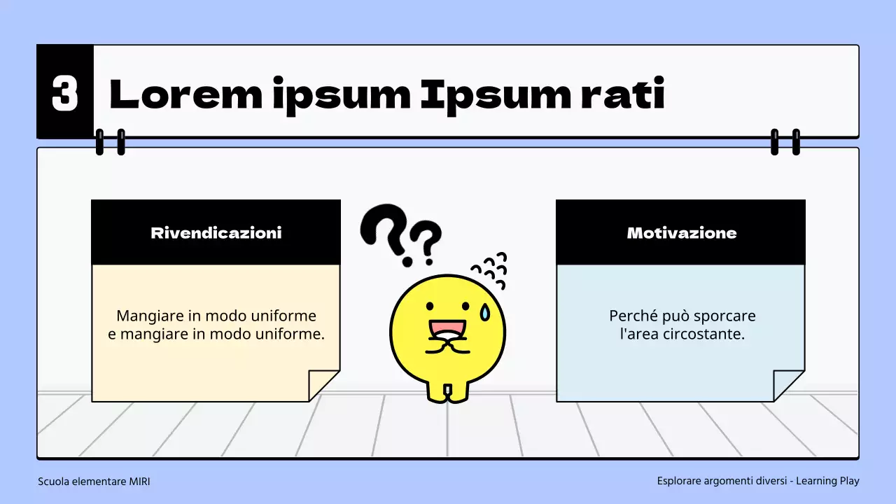 Materiale semplice per le arti linguistiche della scuola primaria in azzurro e giallo