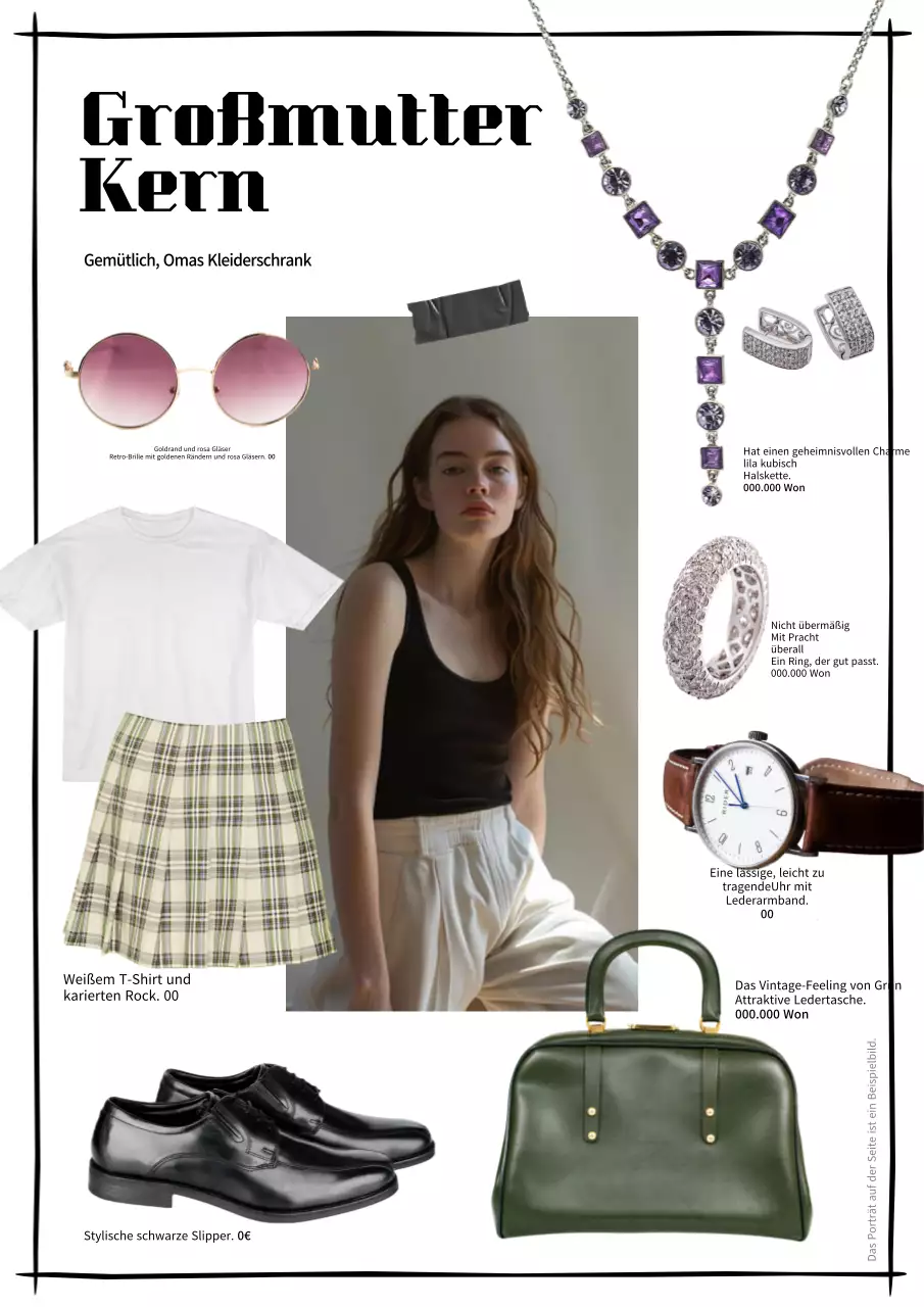 Eine Kollektion von trendigen Outfits in Schwarz