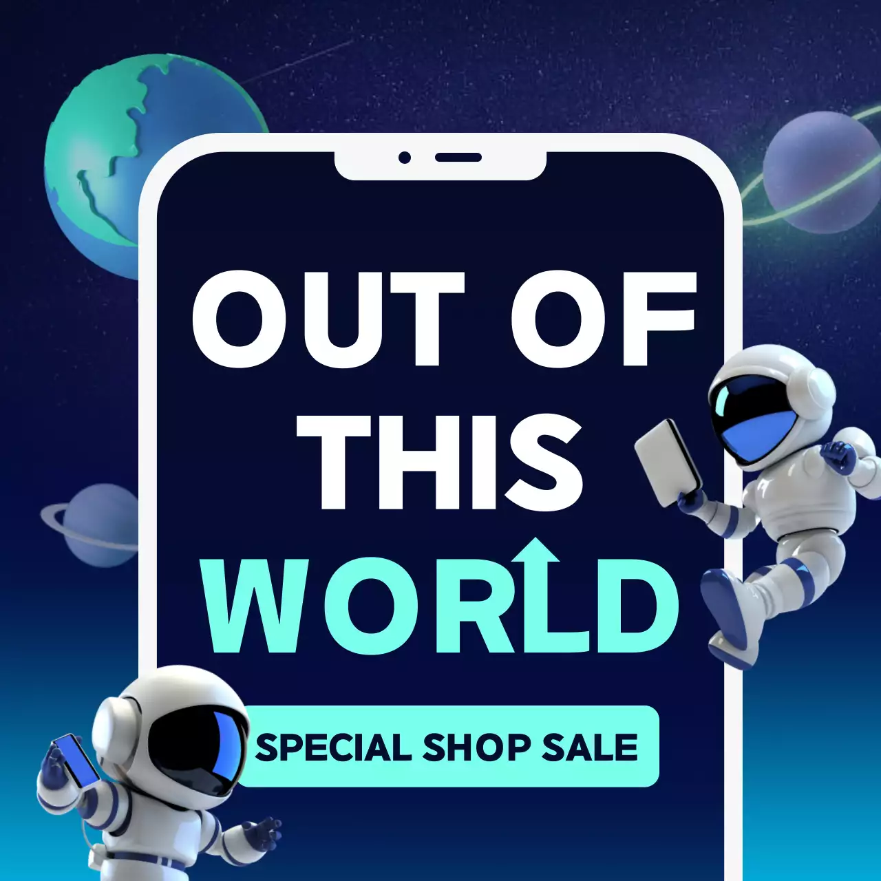 Blue Futuristic Sale Promotion Social Media Post
