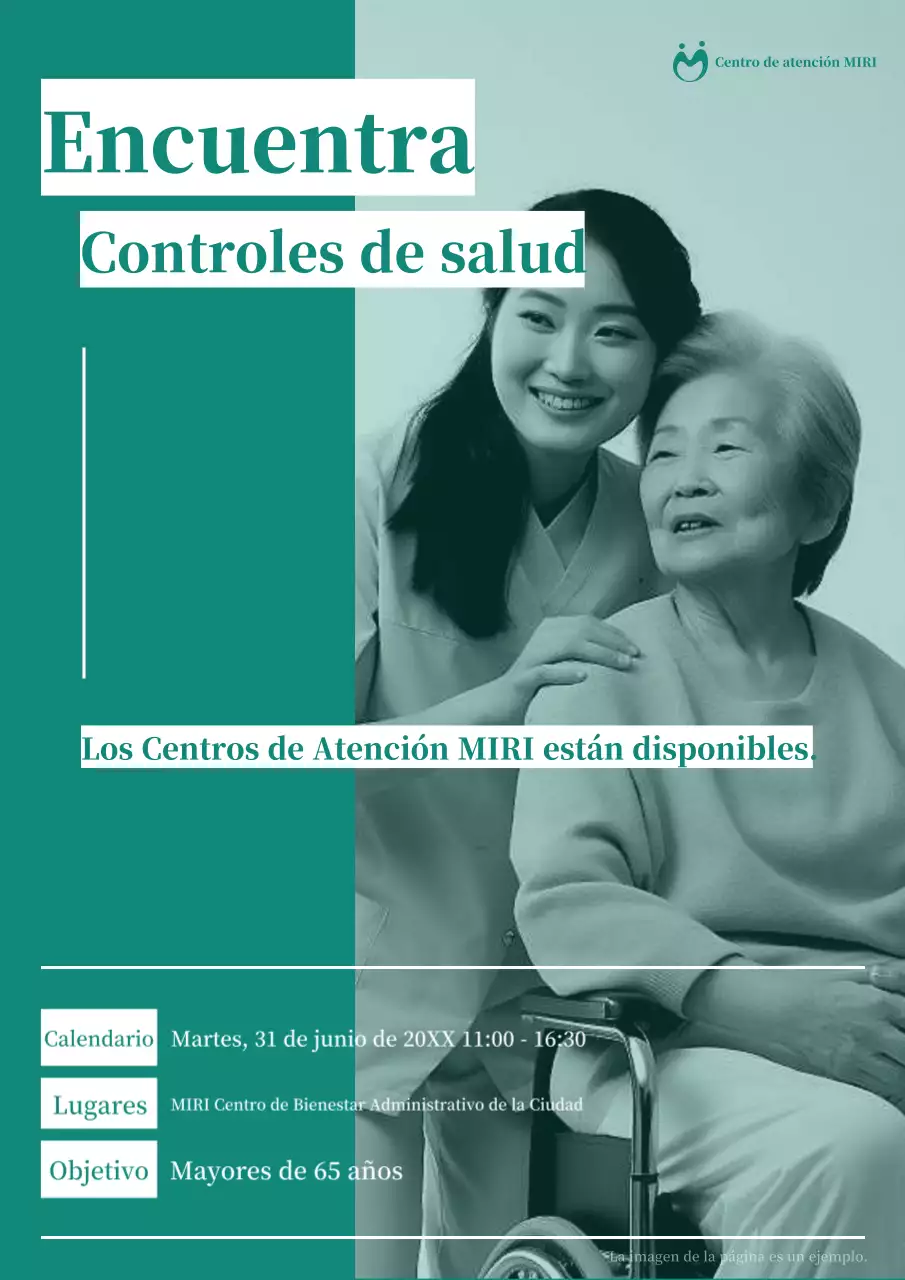 Anuncio minimalista en blanco y menta de detección gratuita de chicles puerta a puerta para personas mayores