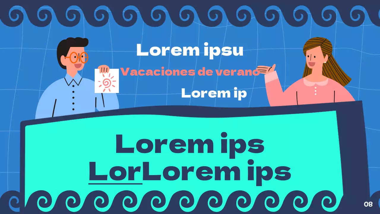 Presentación de las vacaciones de verano en menta y azul marino