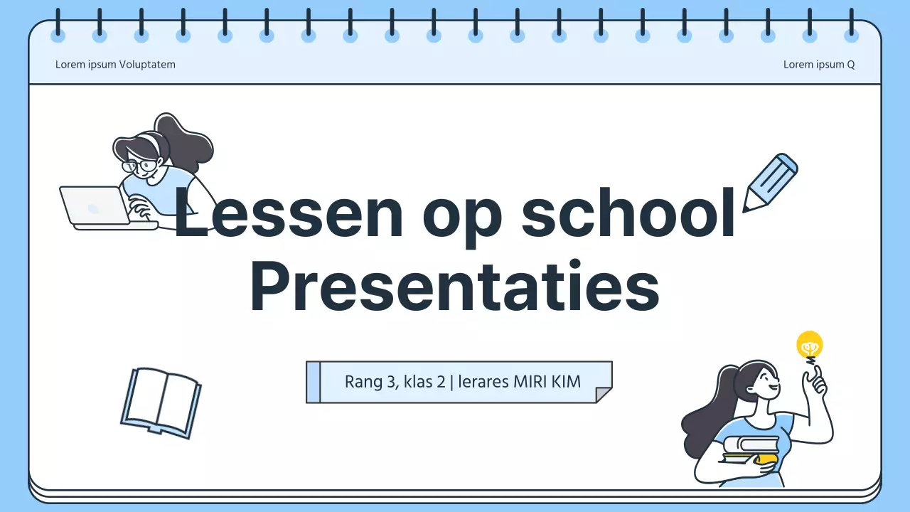 Eenvoudig lesplan voor leerkracht in blauw en wit