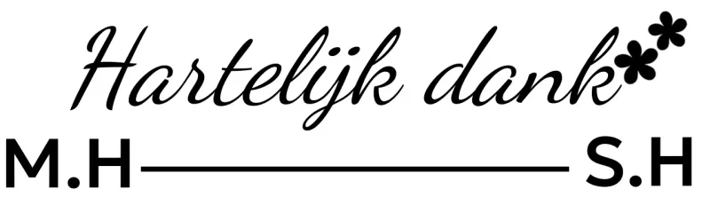 Een kleurrijk huwelijksgeschenk met bloemenillustraties, handschrift en lijnen.