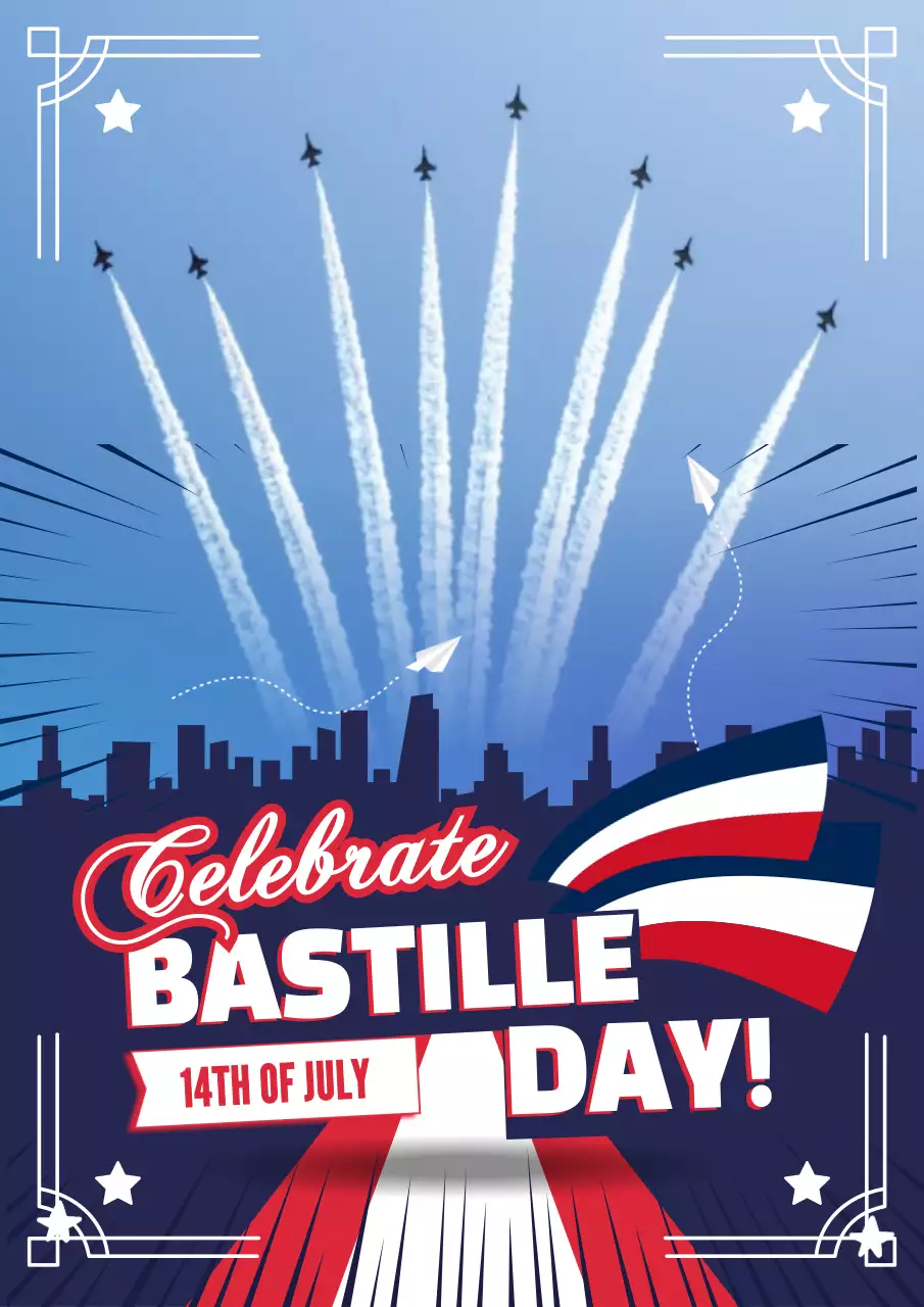 Blue Retro Celebration Announcement Poster