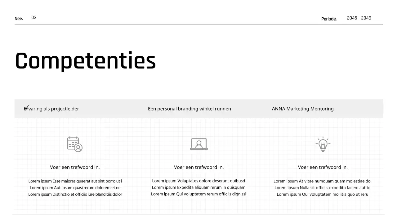 Eenvoudige zwart-wit printbare portfolio in dagboekstijl