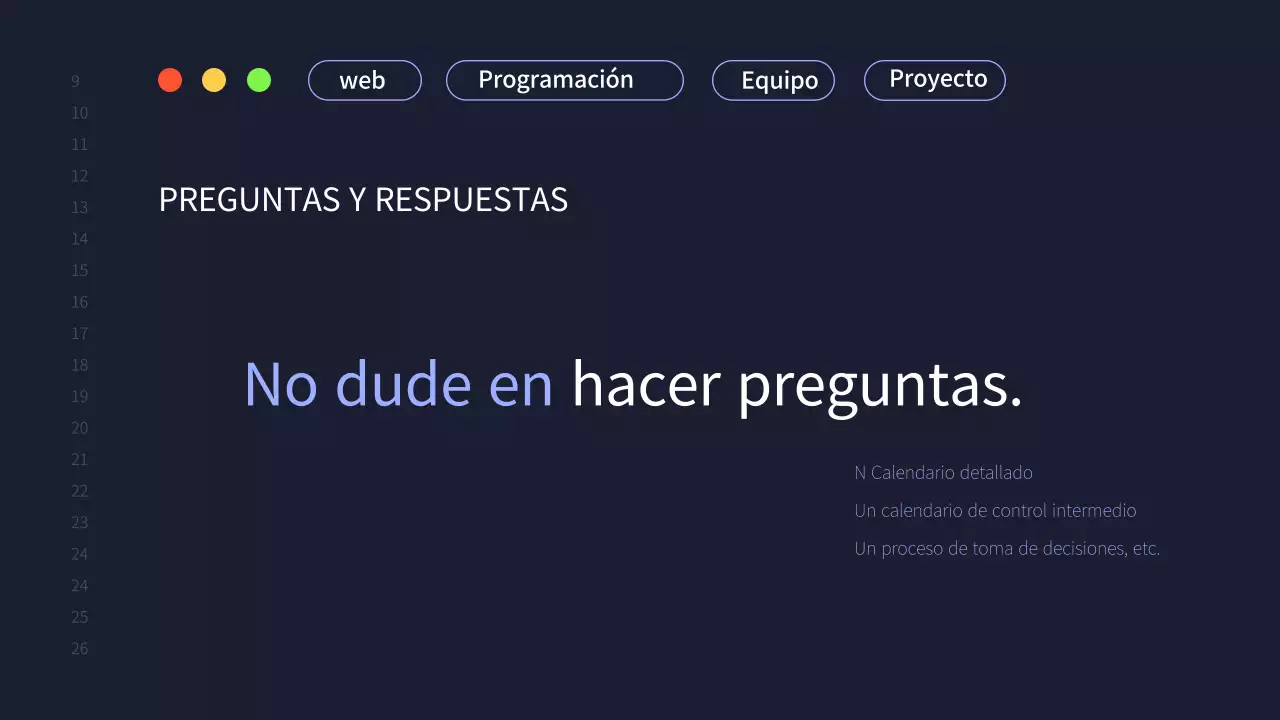 Una sencilla propuesta de proyecto de equipo de desarrollo en azul marino