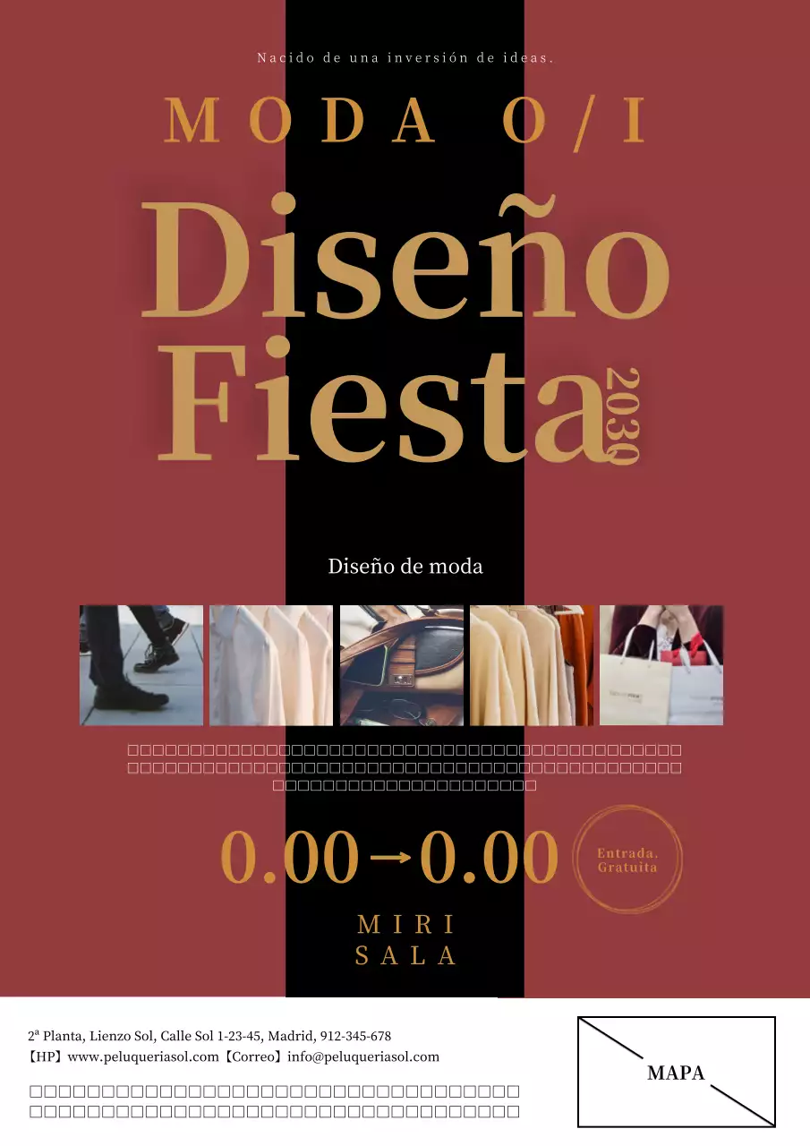 Anuncio de eventos de diseño clásico en rojo y negro