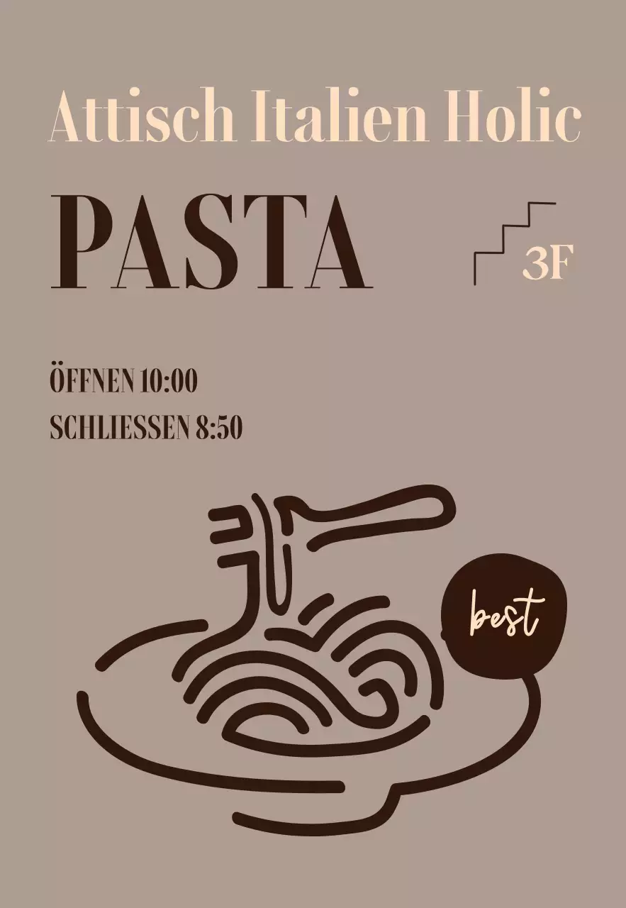 Signage-Design mit atmosphärischen modernen westlichen Stil Pasta-Menü Illustration