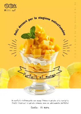 Lovely orange café, estate, dessert al mango, pubbliche relazioni