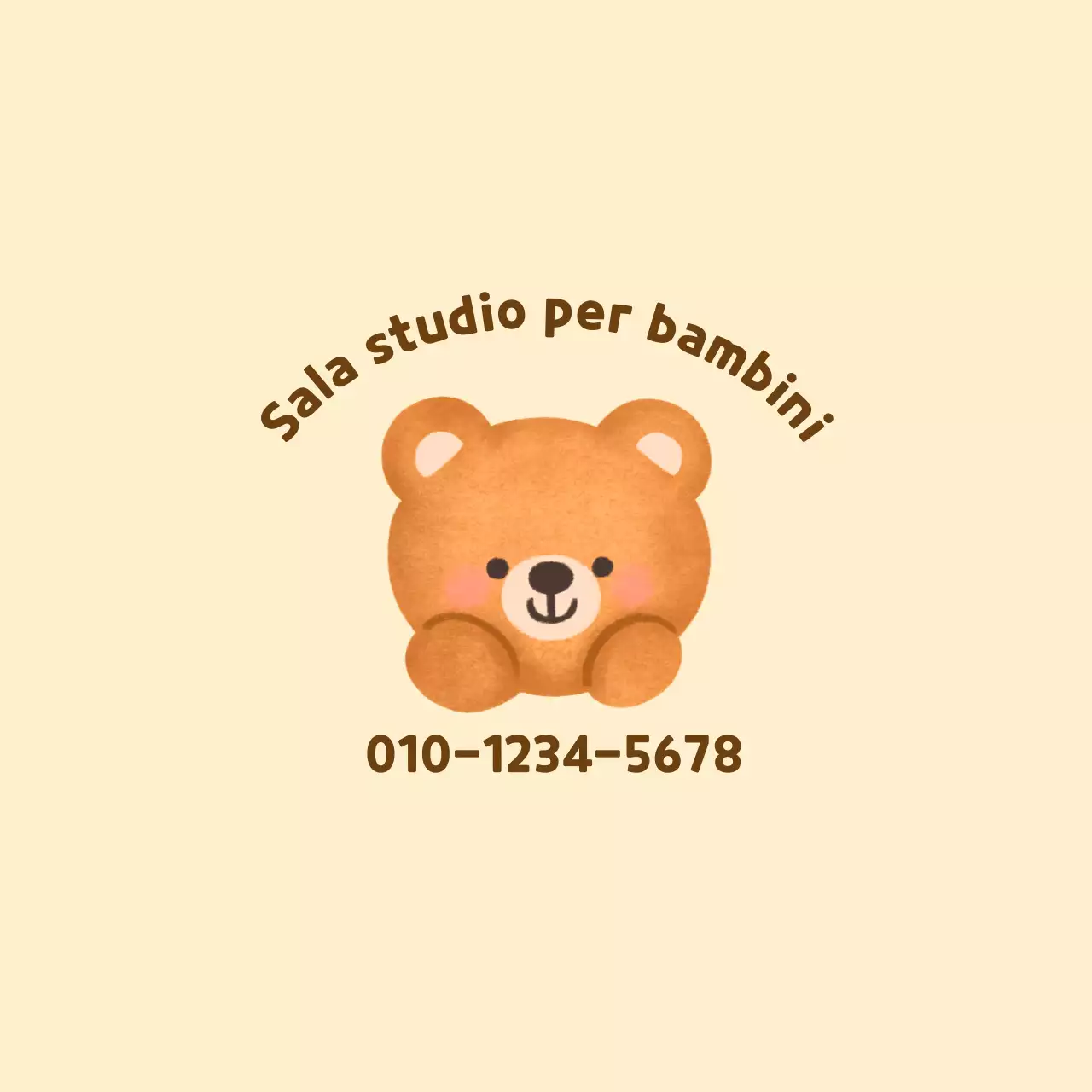 Illustrazione di un orsacchiotto giallo e marrone per la promozione della sala studio