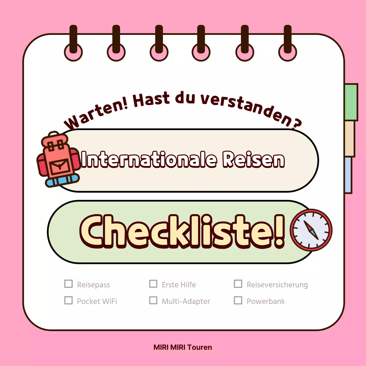 Niedliche rosa und gelbe Checklistenhülle für internationale Reisen