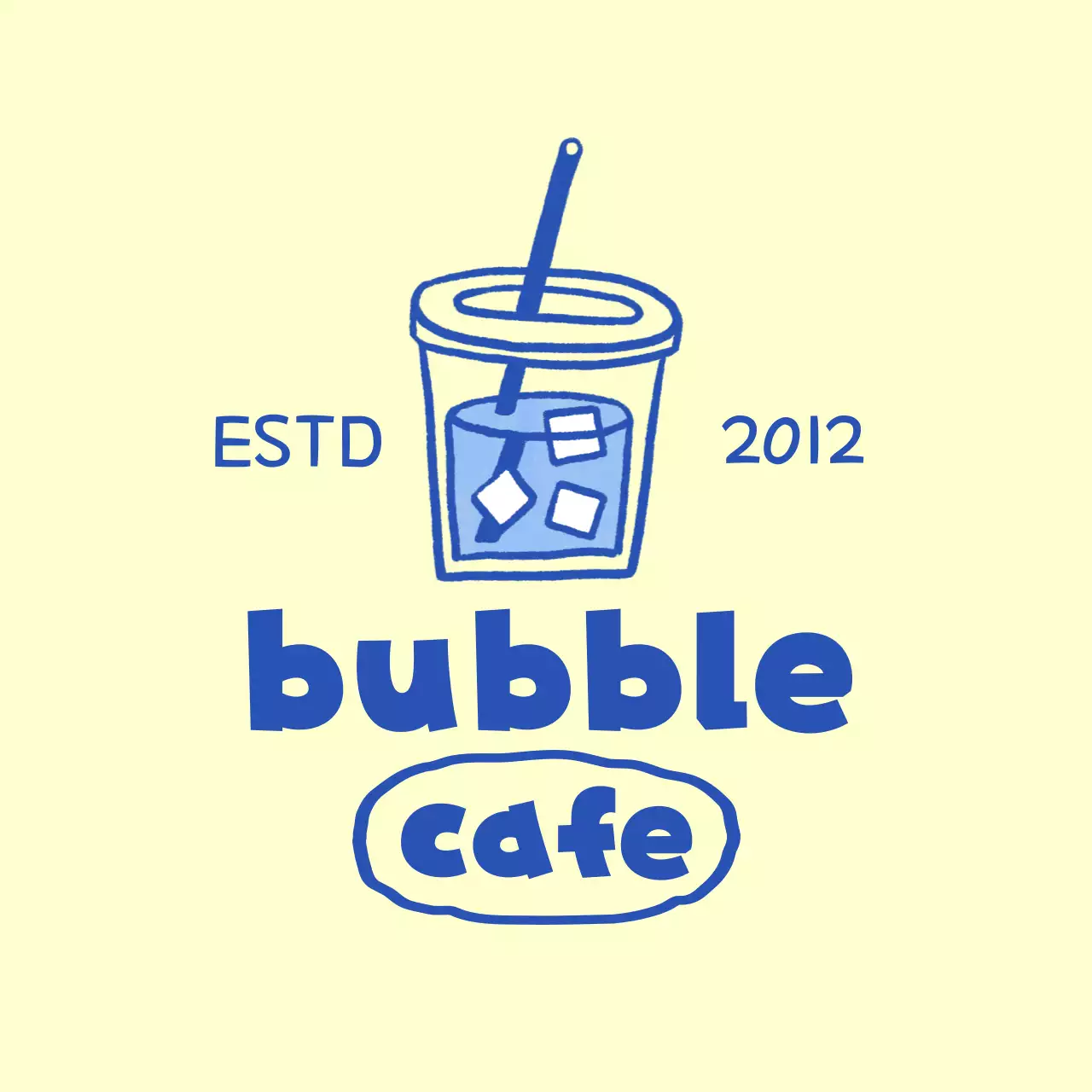 黄色と青のカフェドリンクのイラストコンセプトのプロモーション