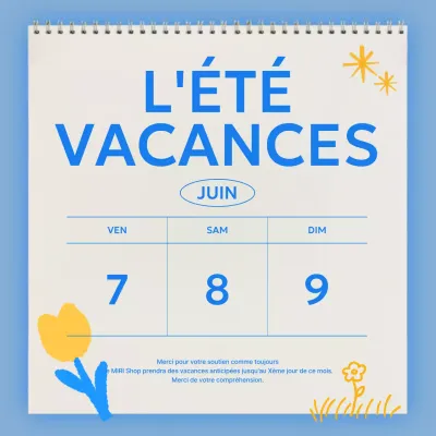 Annonces de vacances d'été en bleu et bleu clair très tendance