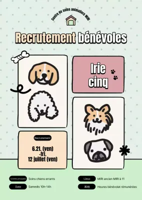 Promouvoir le recrutement de bénévoles pour le centre de soins jaune et chartreuse