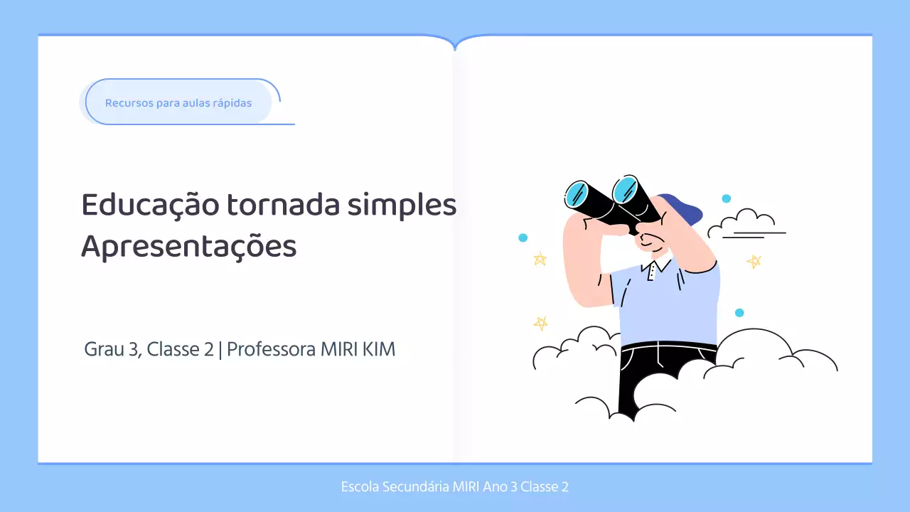 Plano de aulas simples para professores em azul e branco