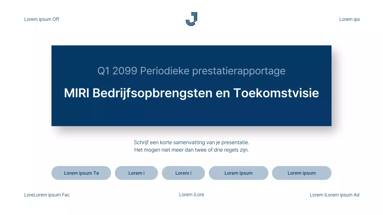 Eenvoudig bedrijfsinkomsten- en prestatierapport in blauw en wit