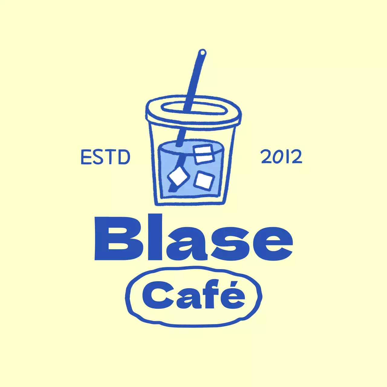 Werbung für ein gelbes und blaues Cafe-Getränke-Illustrationskonzept