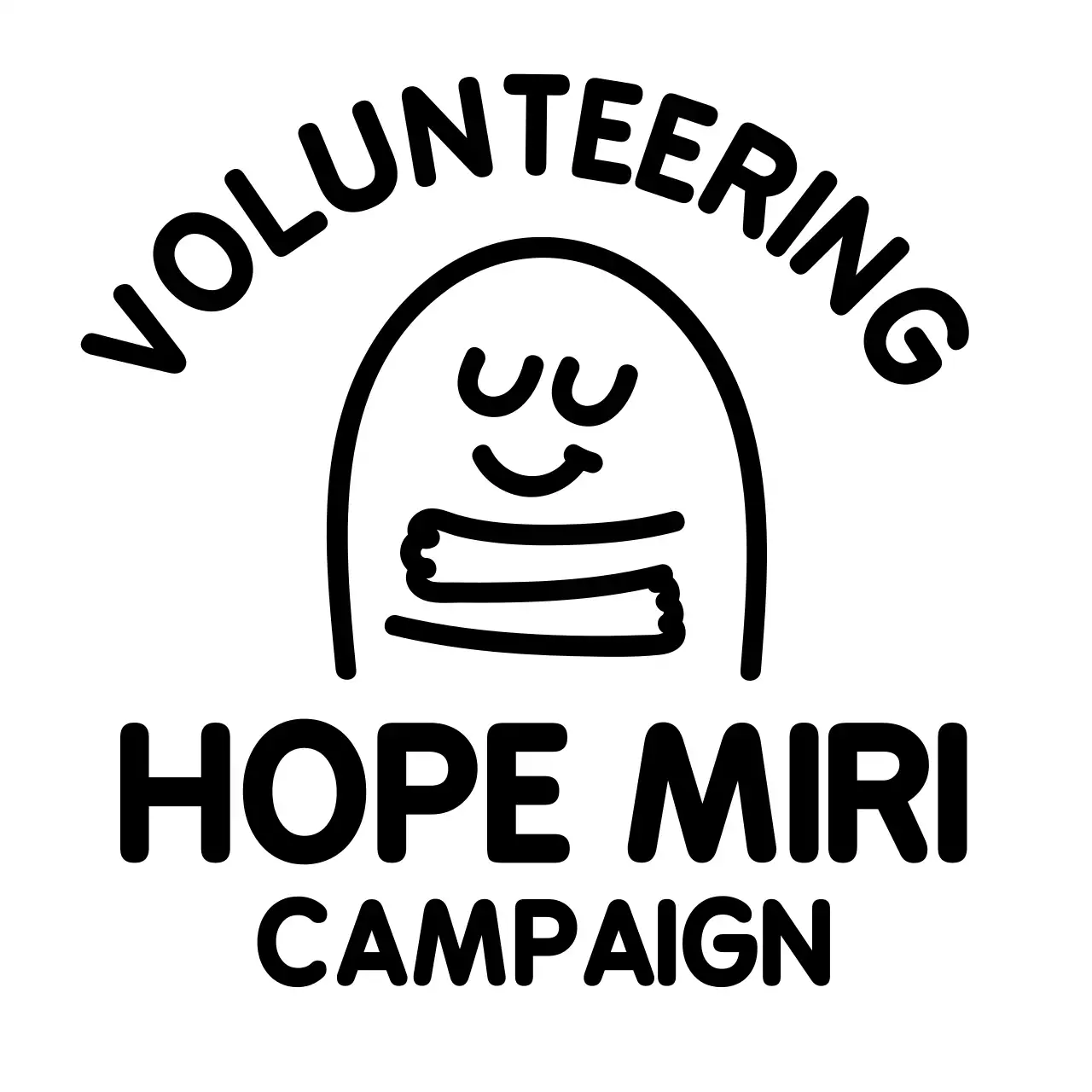 Hugging illustration campaign with rounded text