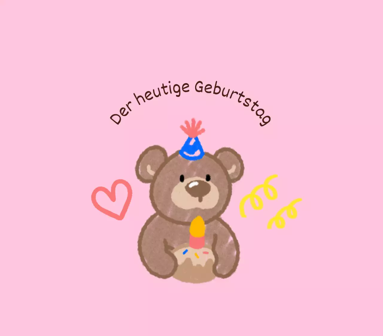 Herzlichen Glückwunsch zum Geburtstag mit niedlichen Figuren im Doodle-Look
