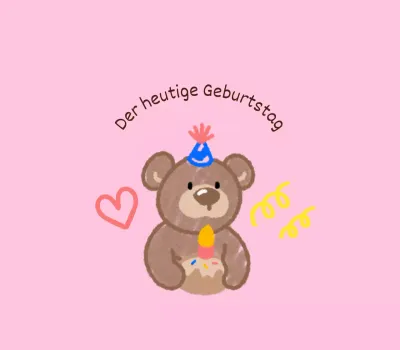 Herzlichen Glückwunsch zum Geburtstag mit niedlichen Figuren im Doodle-Look