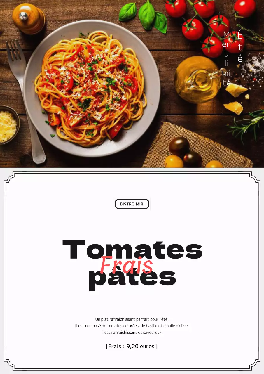 Promouvoir un menu d'été moderne en noir et blanc