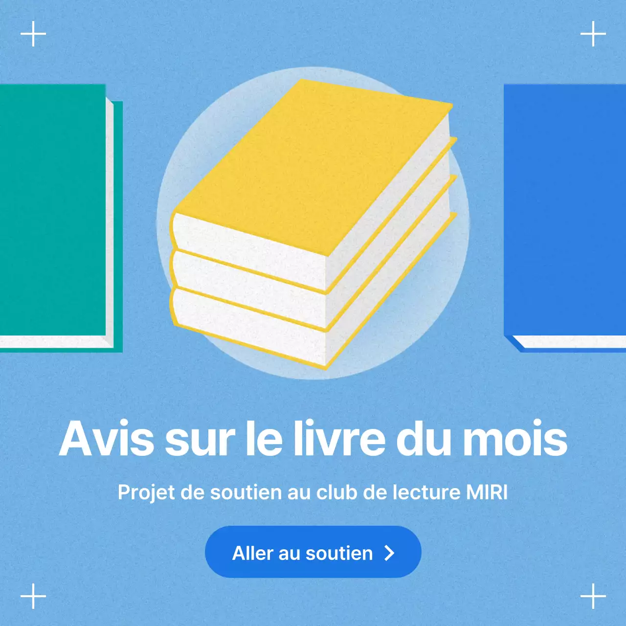 Un simple billet de club de lecture en jaune et bleu clair
