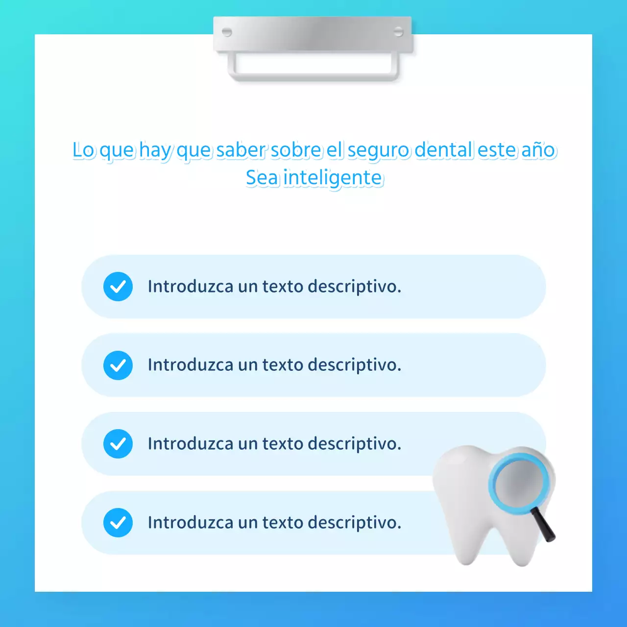 Promocione su clínica dental celeste