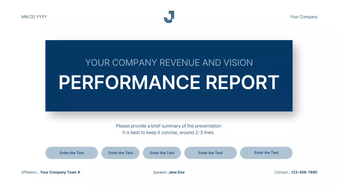 Blue Professional Performance Report Document Presentation