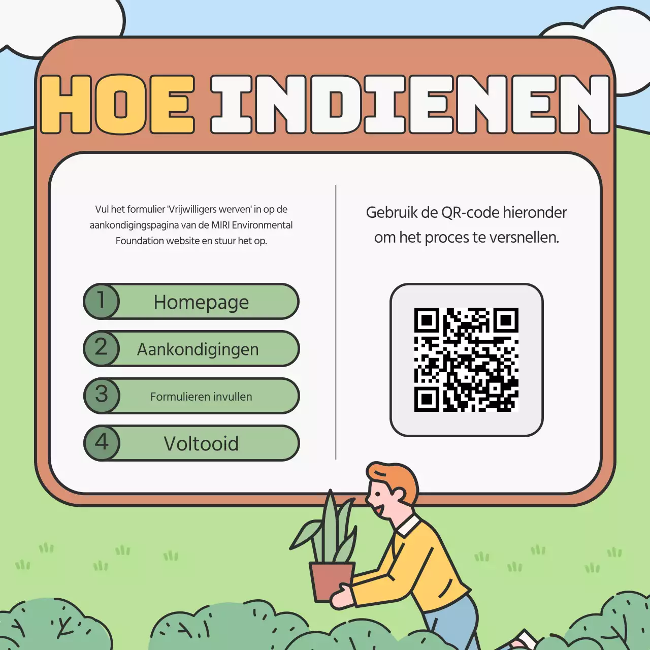 Bevorder de werving van groene en chartreuse gekleurde universitaire milieuvrijwilligers.