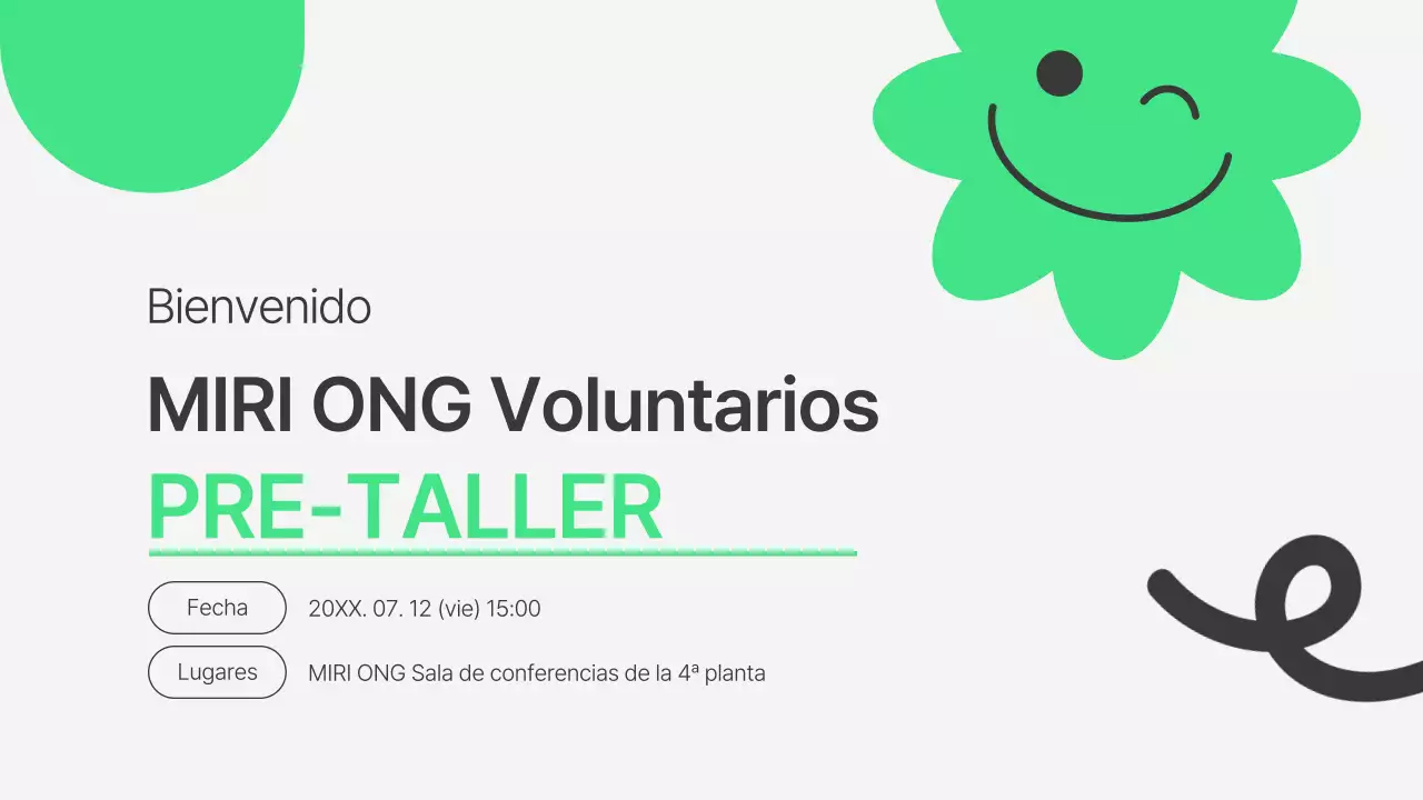 Una introducción sencilla, verde y gris al voluntariado en las ONG antes del taller