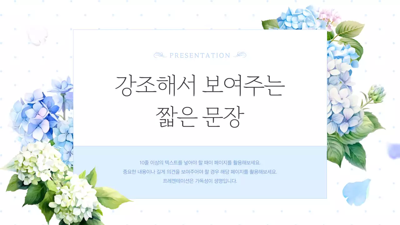 흰색의 고급스러운 여름의 수국 기획서