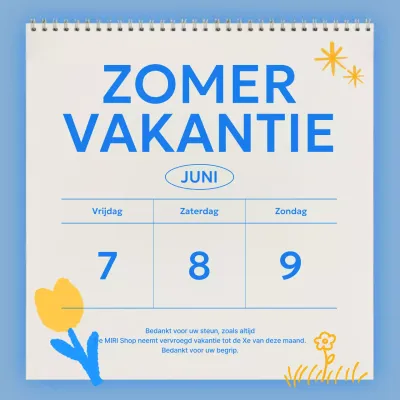 Zomervakantie aankondigingen in trendy blauw en lichtblauw