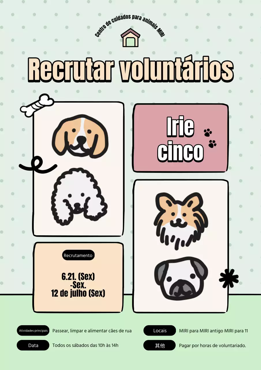 Promover o recrutamento de voluntários para o centro de cuidados amarelo e chartreuse
