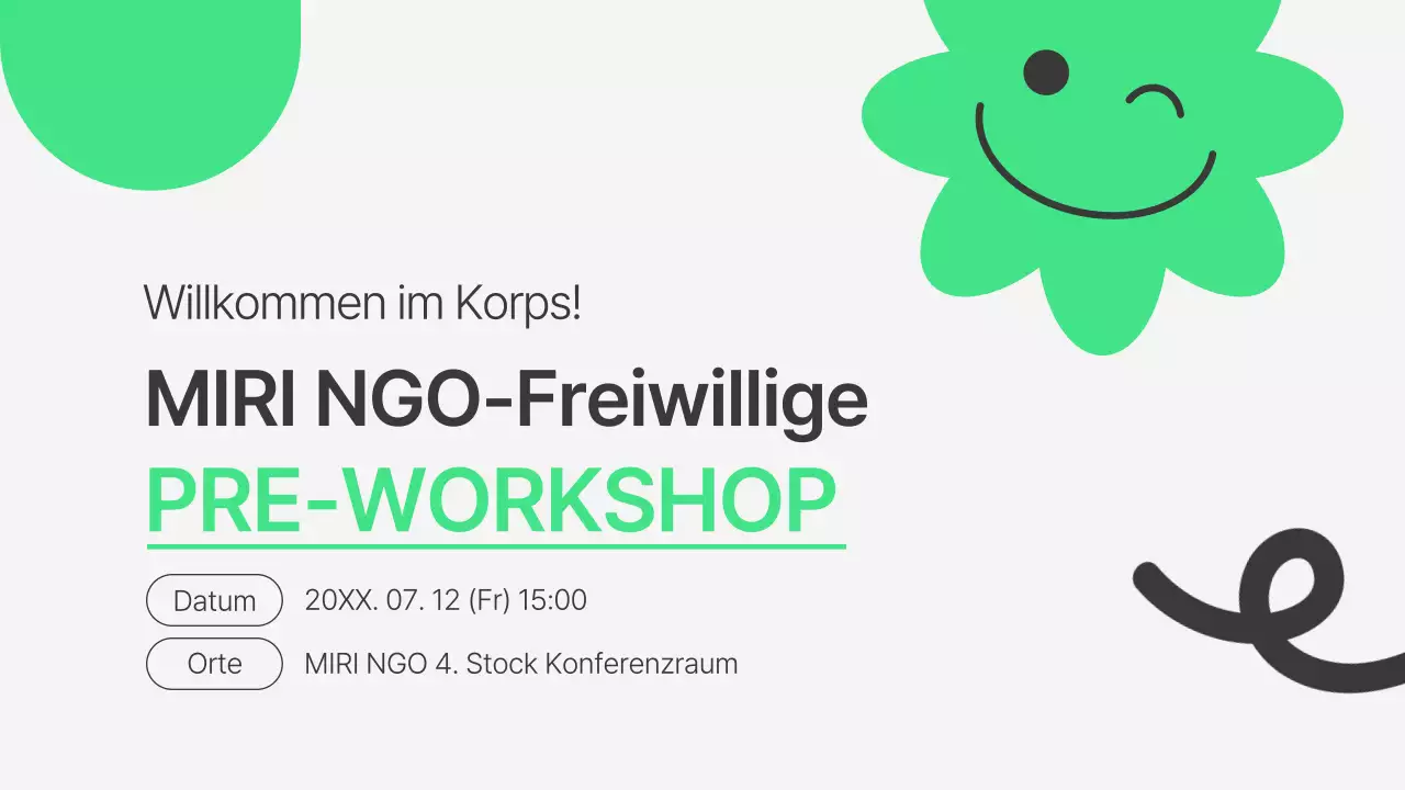 Eine einfache, grün-graue Einführung in die NRO-Freiwilligenarbeit vor dem Workshop