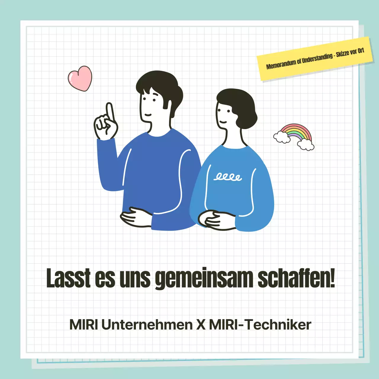 Förderung einer Zeremonie für eine mintblaue Geschäftsvereinbarung