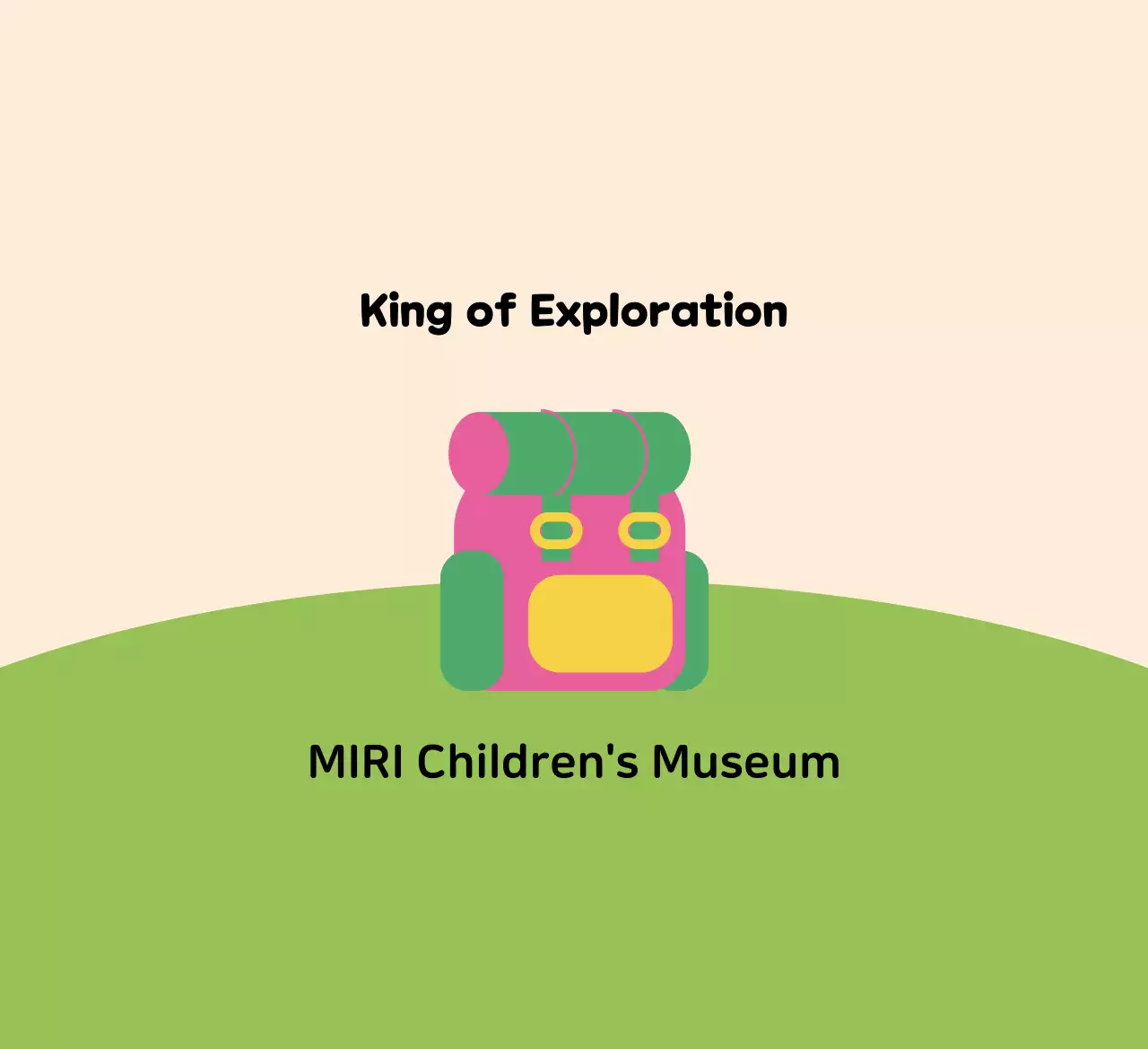 Desain dengan ilustrasi tas yang lucu di atas rumput