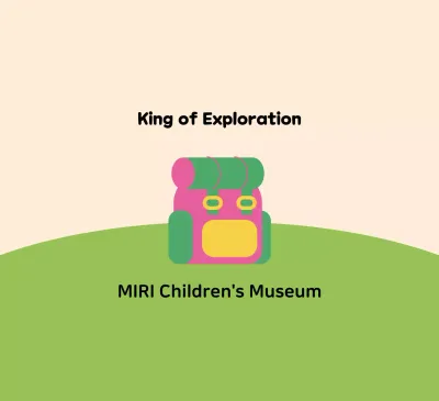 Desain dengan ilustrasi tas yang lucu di atas rumput