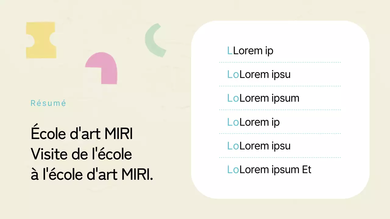 Un prospectus d'école d'art de style géométrique en ivoire et menthe.