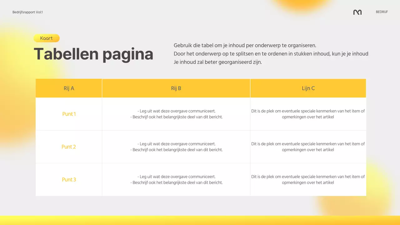 Een modern bedrijfsrapport in geel en grijs