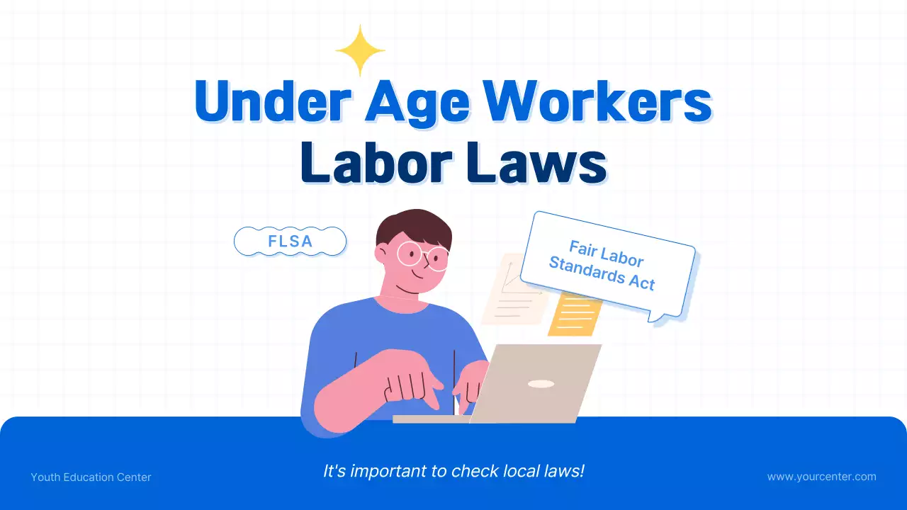 Juvenile labor law information in blue and simple style