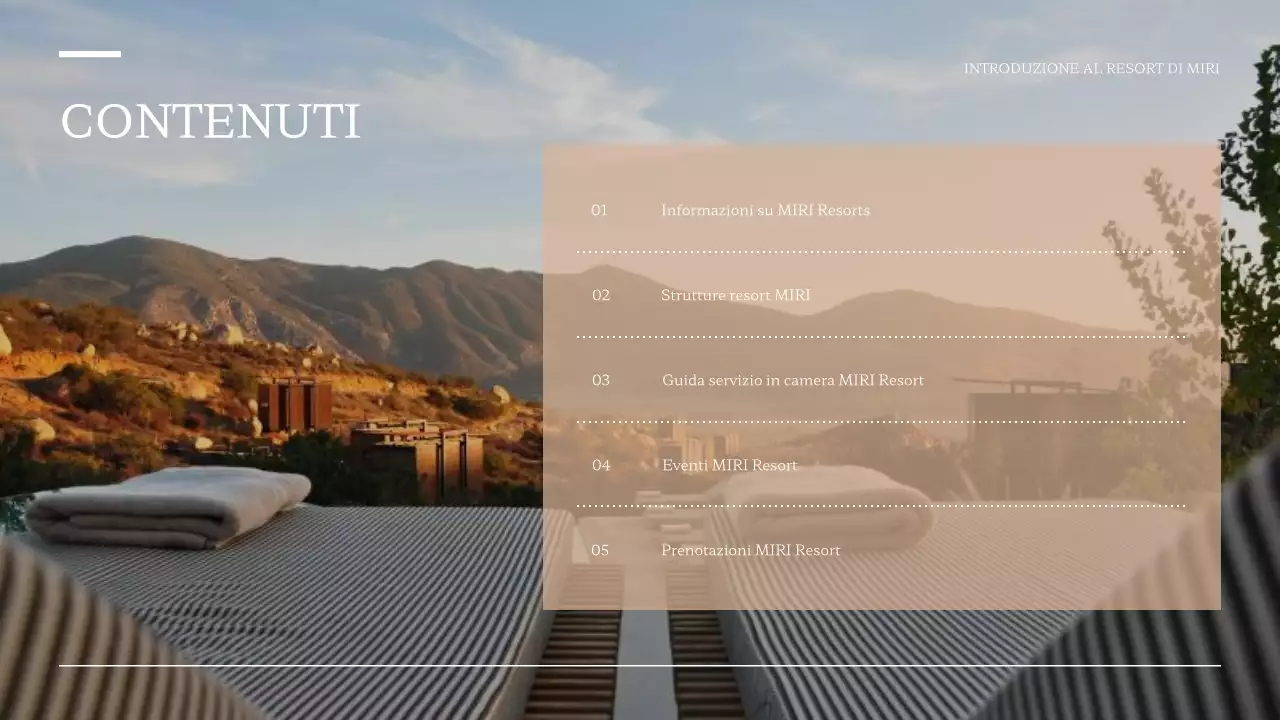 Un semplice prospetto del resort in bianco e marrone