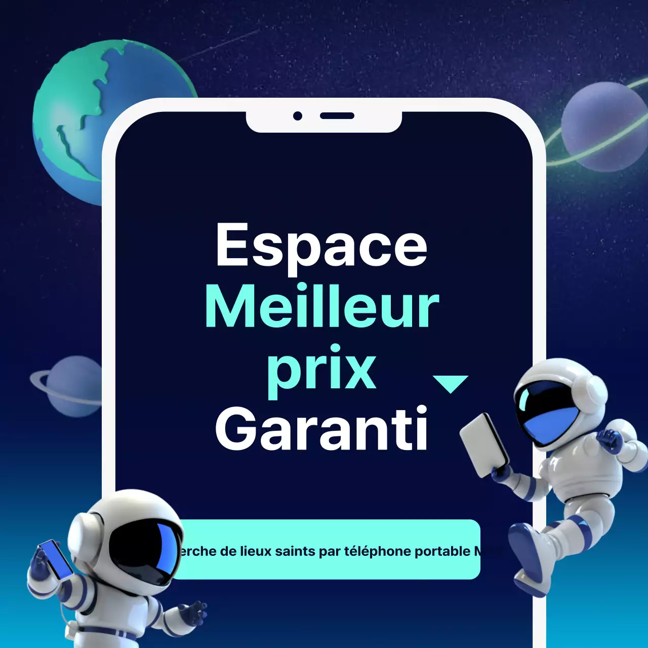 Promouvoir une châsse pour téléphone portable inspirée de la science-fiction en bleu marine et menthe