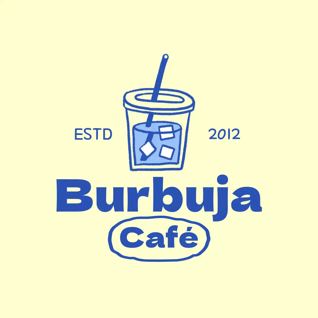 Promoción de una bebida de café amarillo y azul concepto de ilustración