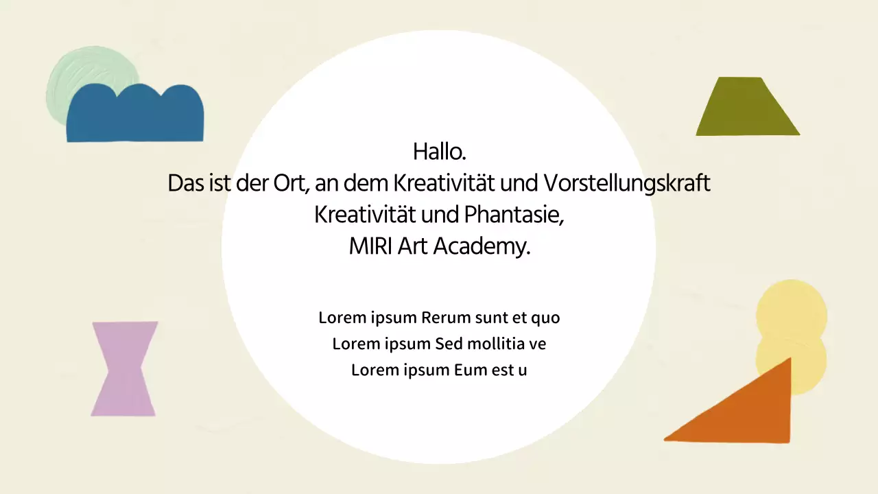 Geometrisch gestalteter Kunstschulprospekt in Elfenbein und Minze