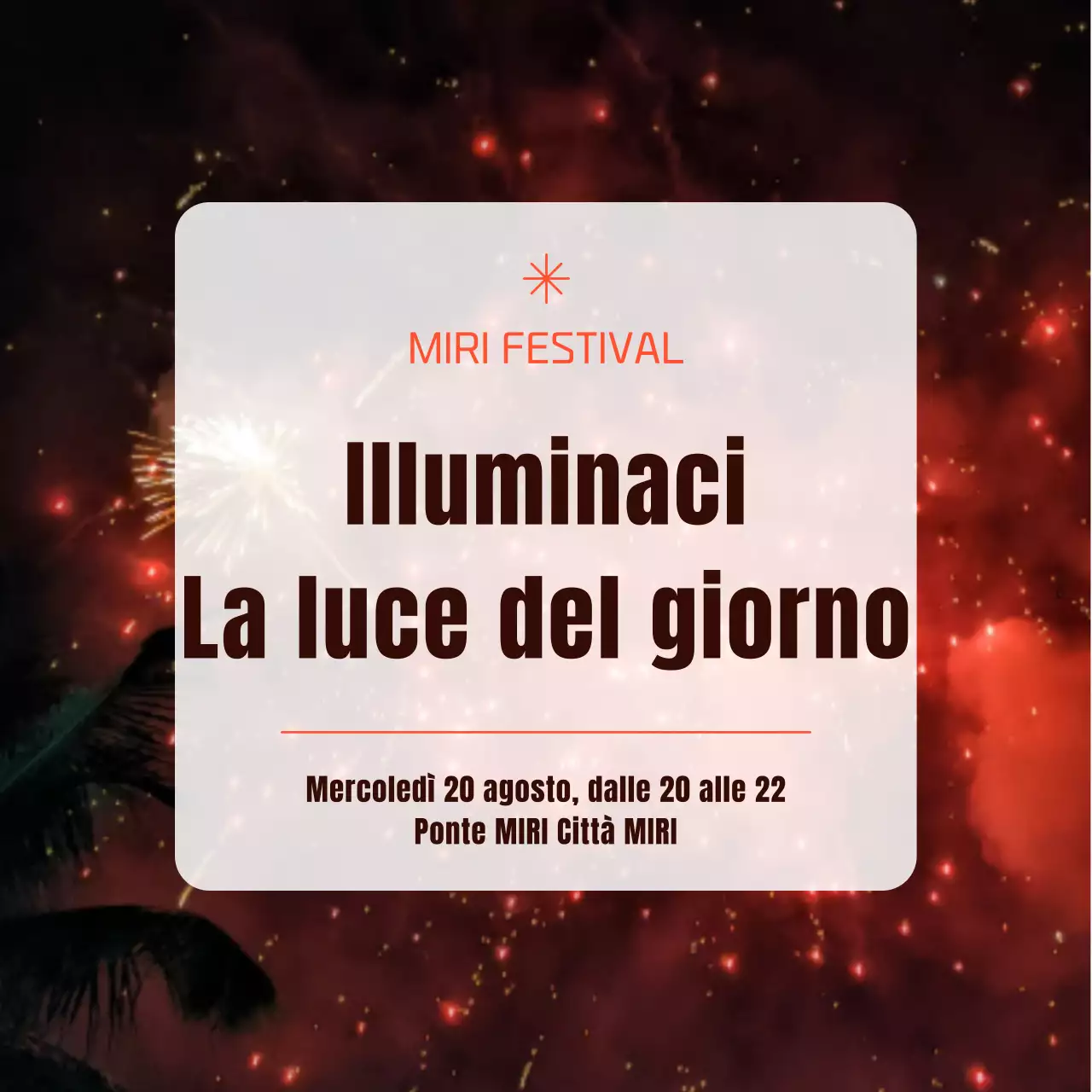 Un moderno post da festival estivo in rosso e arancione